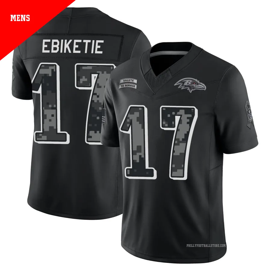 Men's Philadelphia Eagles Arnold Ebiketie ＃17 Limited Black 2026 Salute to Service Stitched Jersey
