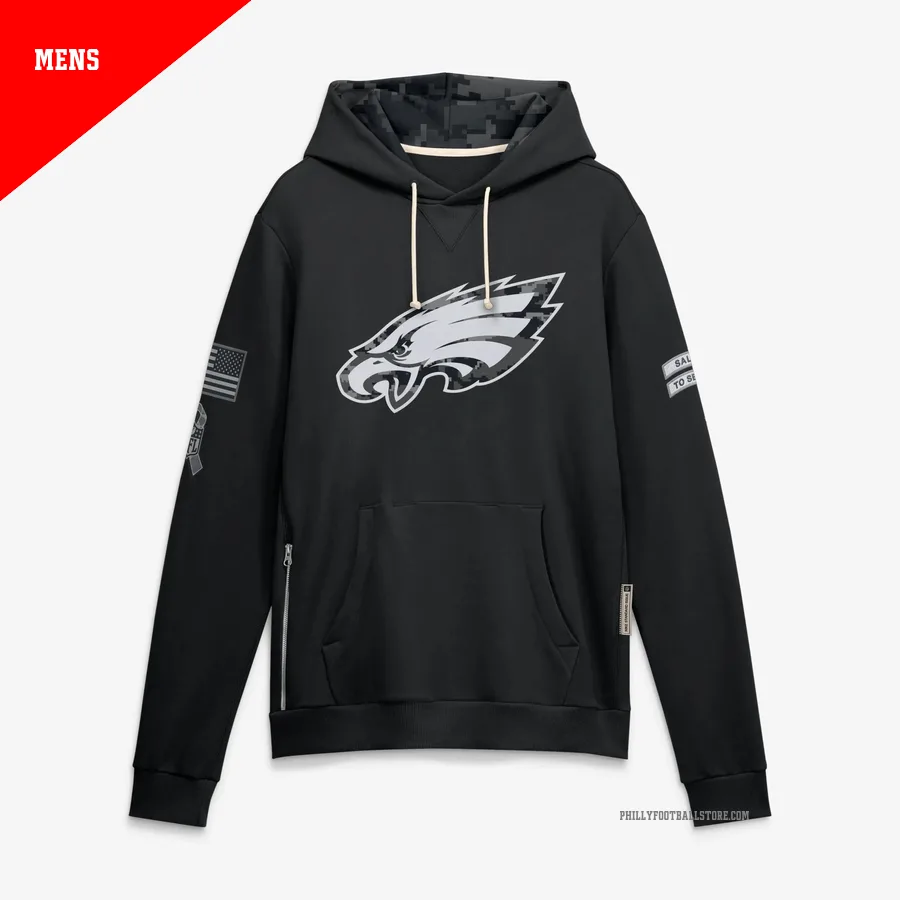 Men's Philadelphia Eagles Black 2026 Salute to Service Sideline Dri-FIT Pullover Hoodie