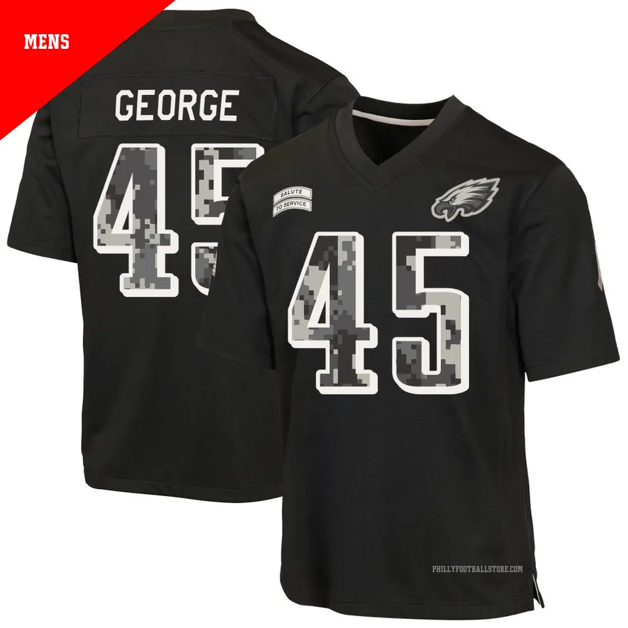 Men's Philadelphia Eagles Brandon George ＃45 Game Black 2026 Salute to Service Jersey