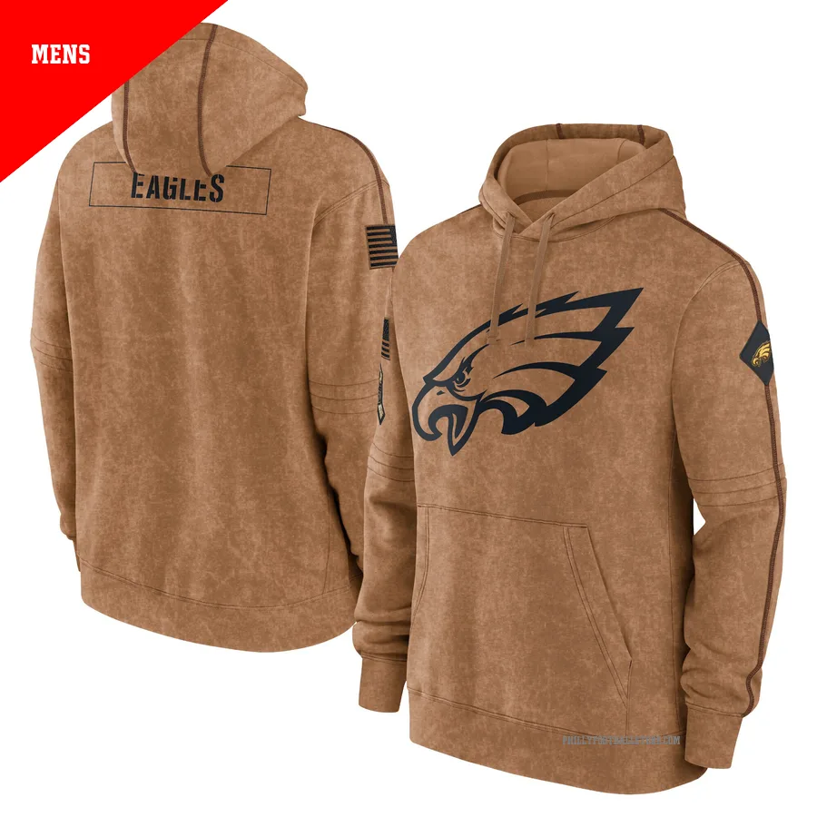 Men's Philadelphia Eagles Brown 2023 Salute to Service Club Pullover Hoodie