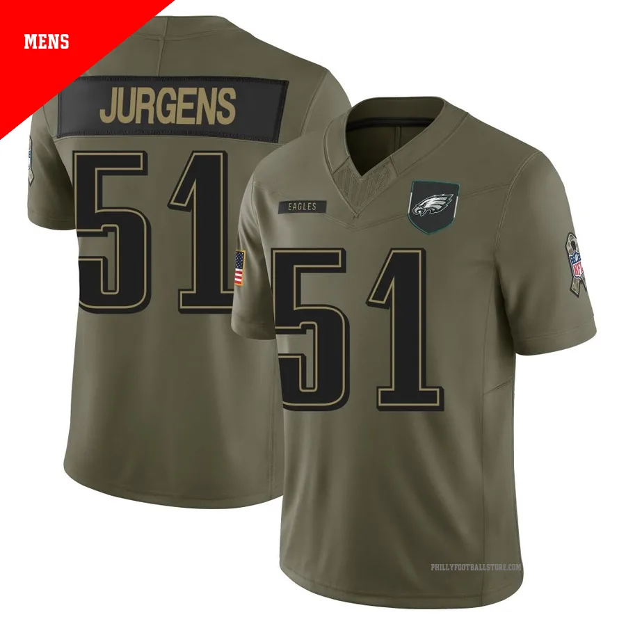 Men's Philadelphia Eagles Cam Jurgens ＃51 Limited Olive 2025 Salute to Service Jersey