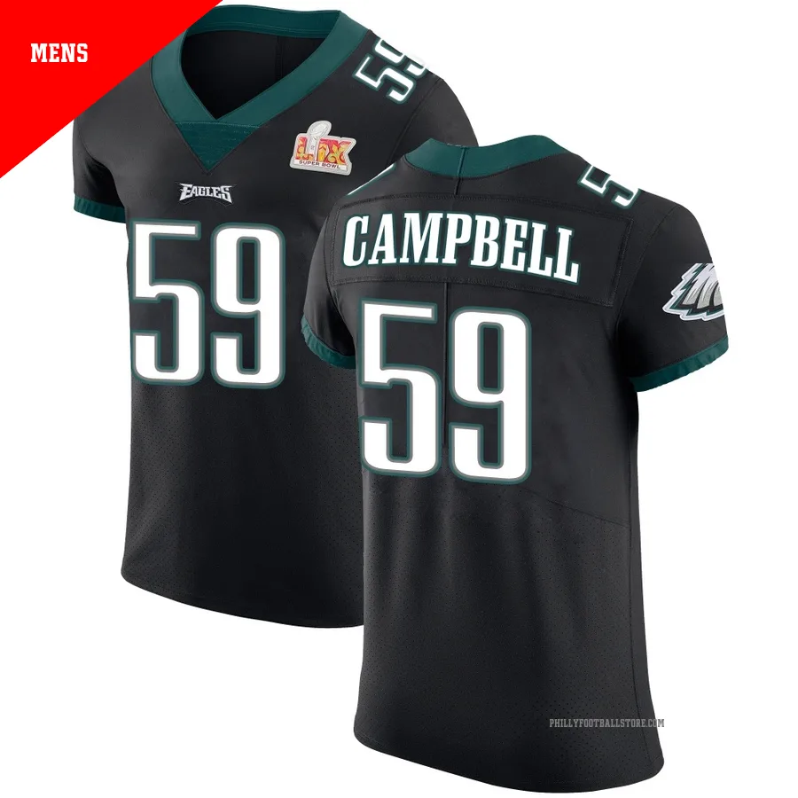 Men's Philadelphia Eagles Chance Campbell ＃59 Elite Black Alternate Vapor Untouchable Super Bowl LIX Jersey
