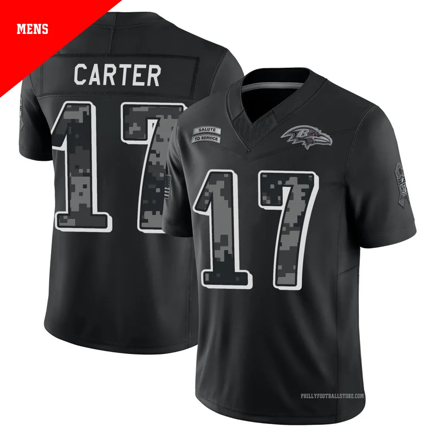 Men's Philadelphia Eagles Cris Carter ＃17 Limited Black 2026 Salute to Service Stitched Jersey