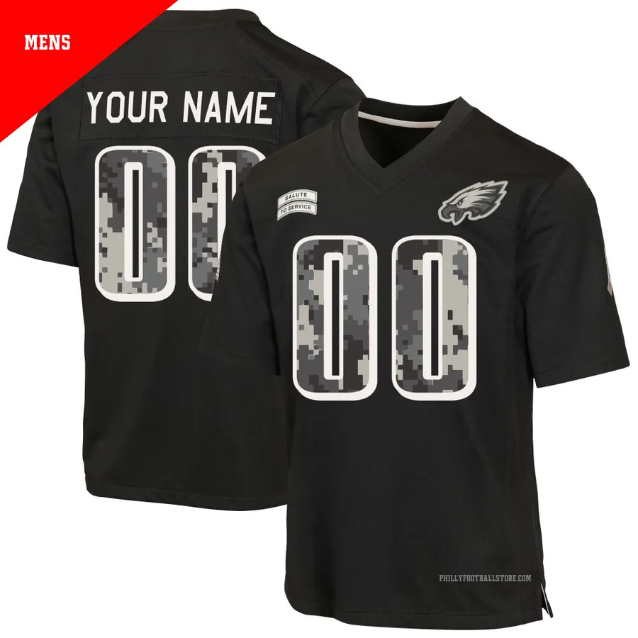 Men's Philadelphia Eagles Custom ＃00 Game Black 2026 Salute to Service Jersey