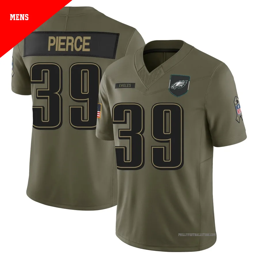 Men's Philadelphia Eagles Dameon Pierce ＃39 Limited Olive 2025 Salute to Service Jersey