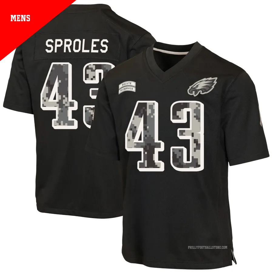 Men's Philadelphia Eagles Darren Sproles ＃43 Game Black 2026 Salute to Service Jersey