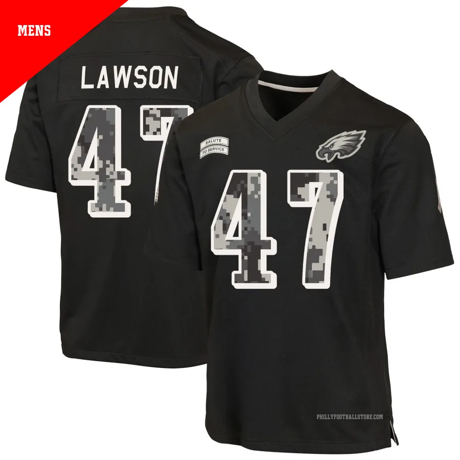 Men's Philadelphia Eagles Deontae Lawson ＃47 Game Black 2026 Salute to Service Jersey