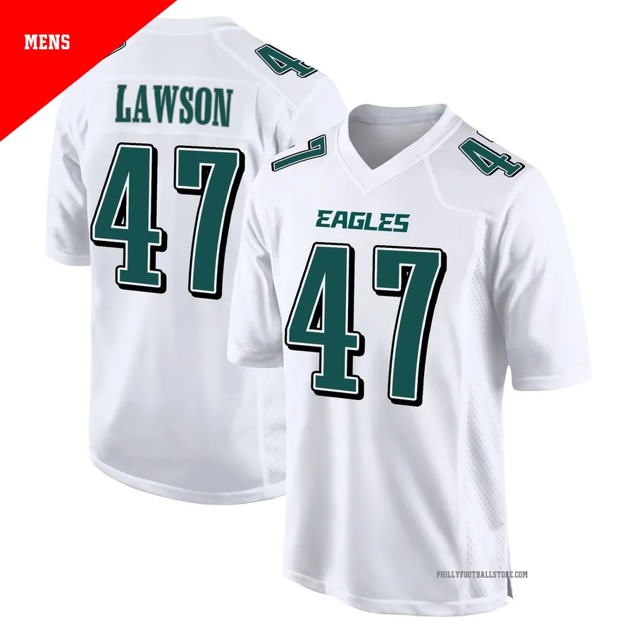 Men's Philadelphia Eagles Deontae Lawson ＃47 Game White Tundra Fashion Jersey