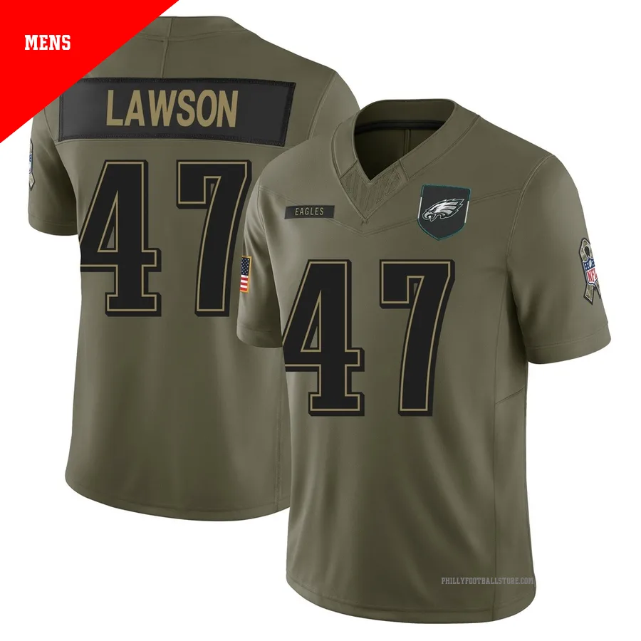 Men's Philadelphia Eagles Deontae Lawson ＃47 Limited Olive 2025 Salute to Service Jersey