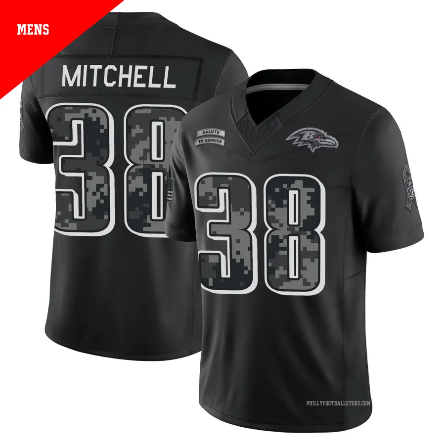 Men's Philadelphia Eagles Elijah Mitchell ＃38 Limited Black 2026 Salute to Service Stitched Jersey