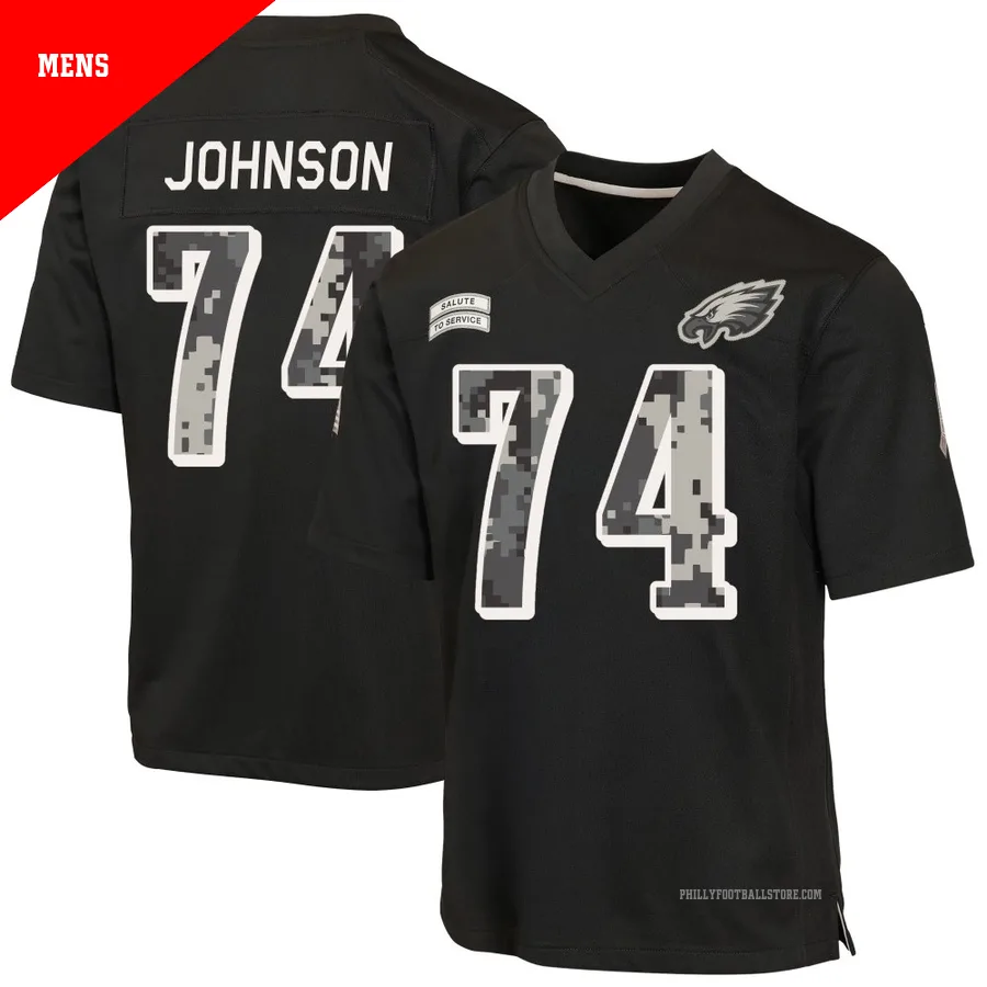 Men's Philadelphia Eagles Fred Johnson ＃74 Game Black 2026 Salute to Service Jersey
