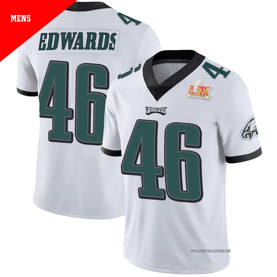 Men's Philadelphia Eagles Herman Edwards ＃46 Limited White Vapor Untouchable Super Bowl LIX Jersey