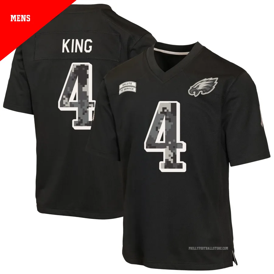 Men's Philadelphia Eagles Isiah King ＃4 Game Black 2026 Salute to Service Jersey