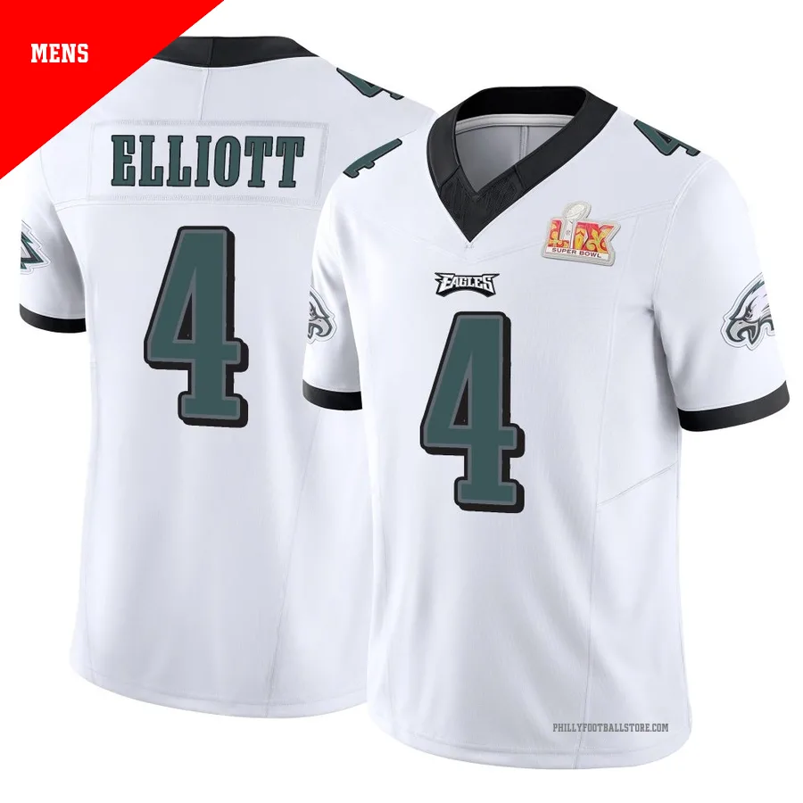 Men's Philadelphia Eagles Jake Elliott ＃4 Limited White Vapor F.U.S.E. Super Bowl LIX Jersey