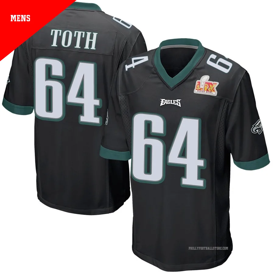 Men's Philadelphia Eagles Jon Toth ＃64 Game Black Alternate Super Bowl LIX Jersey