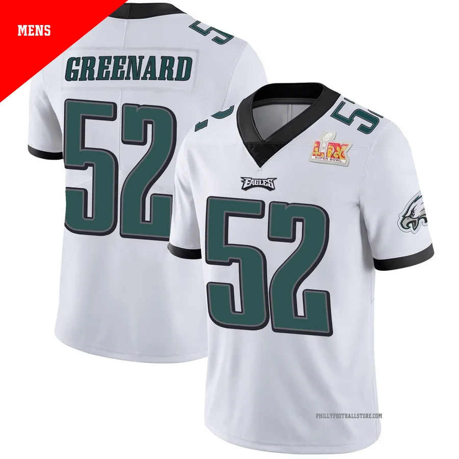 Men's Philadelphia Eagles Jonathan Greenard ＃52 Limited White Vapor Untouchable Super Bowl LIX Jersey