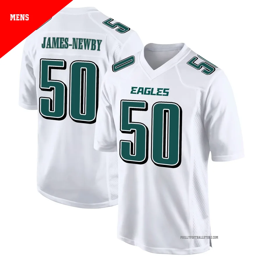Men's Philadelphia Eagles Keyshawn James-Newby ＃50 Game White Tundra Fashion Jersey
