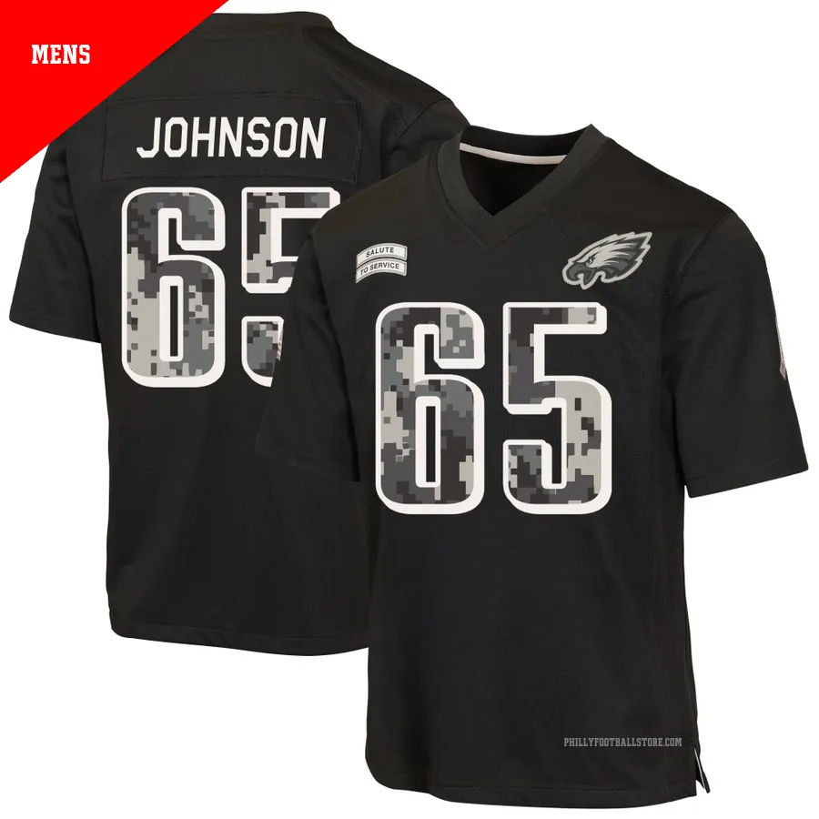 Men's Philadelphia Eagles Lane Johnson ＃65 Game Black 2026 Salute to Service Jersey