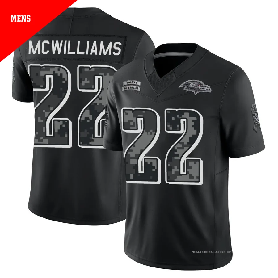 Men's Philadelphia Eagles Mac McWilliams ＃22 Limited Black 2026 Salute to Service Stitched Jersey