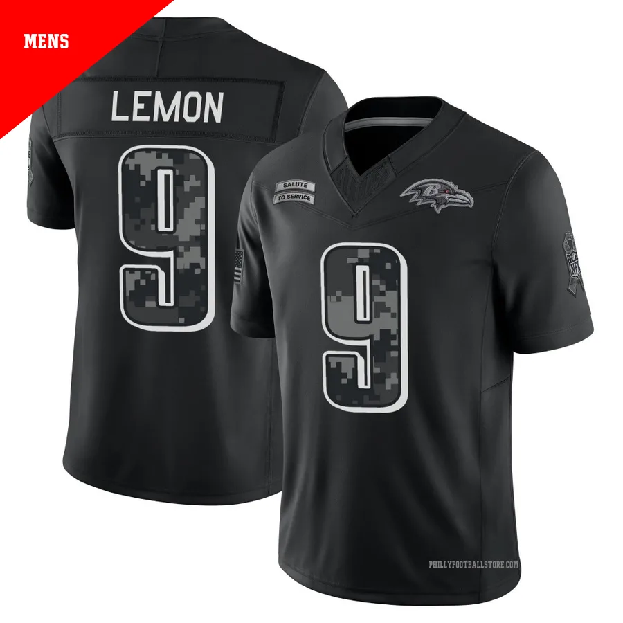 Men's Philadelphia Eagles Makai Lemon ＃9 Limited Black 2026 Salute to Service Stitched Jersey