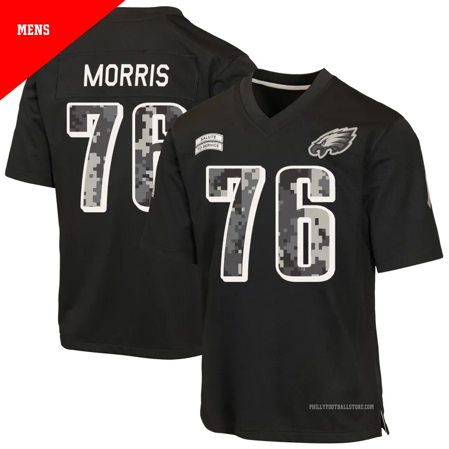 Men's Philadelphia Eagles Micah Morris ＃76 Game Black 2026 Salute to Service Jersey