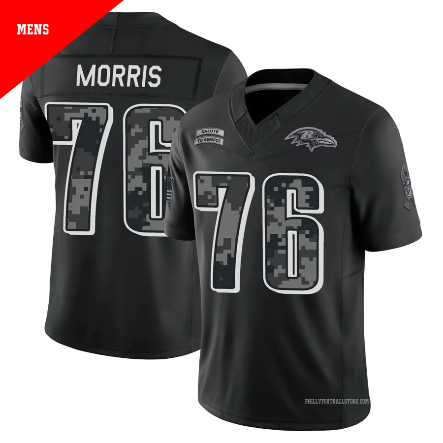 Men's Philadelphia Eagles Micah Morris ＃76 Limited Black 2026 Salute to Service Stitched Jersey