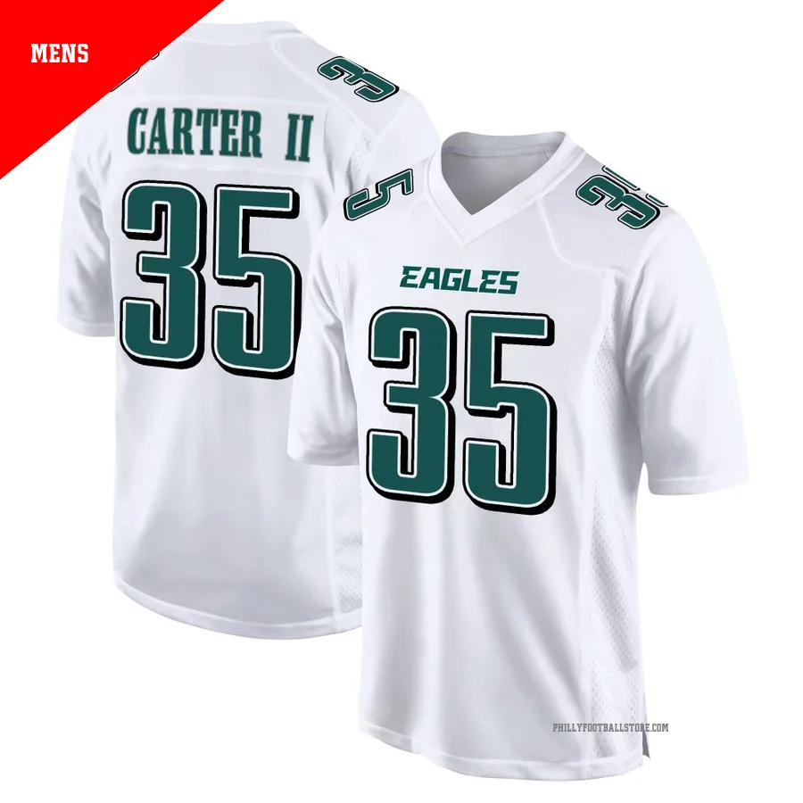 Men's Philadelphia Eagles Michael Carter II ＃35 Game White Tundra Fashion Jersey