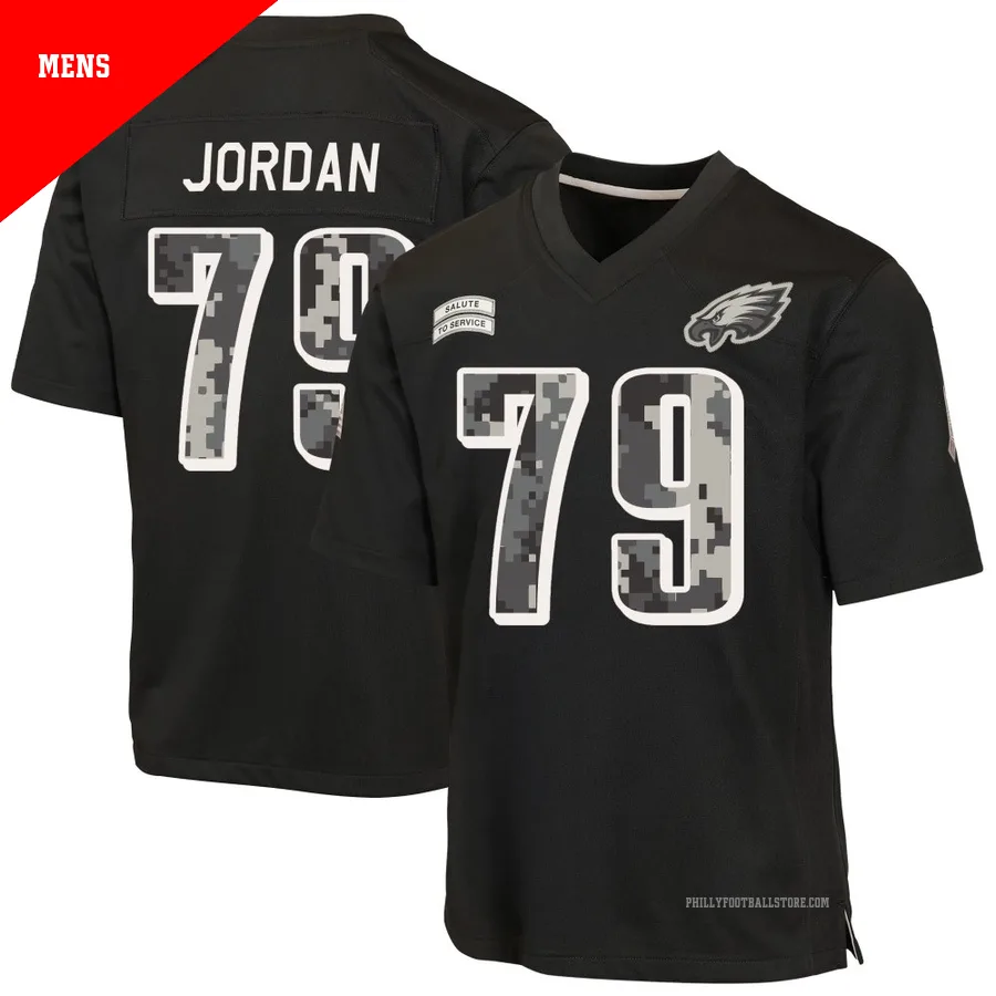 Men's Philadelphia Eagles Michael Jordan ＃79 Game Black 2026 Salute to Service Jersey