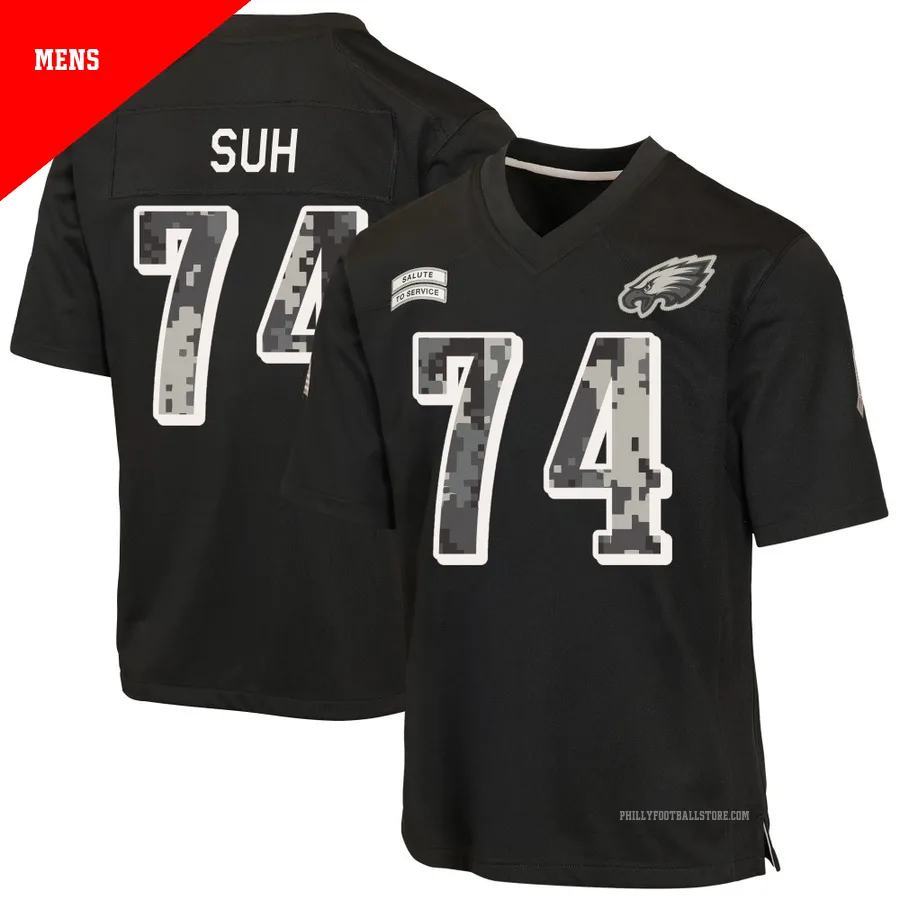 Men's Philadelphia Eagles Ndamukong Suh ＃74 Game Black 2026 Salute to Service Jersey