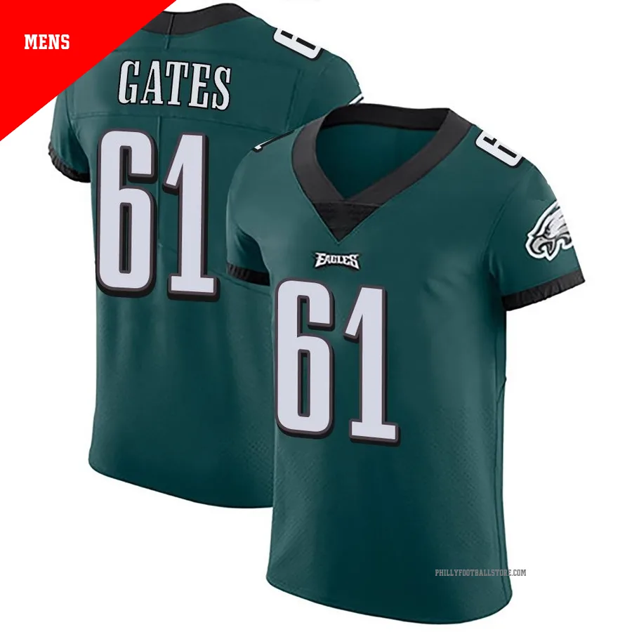 Men's Philadelphia Eagles Nick Gates ＃61 Elite Green Midnight Team Color Vapor Untouchable Jersey