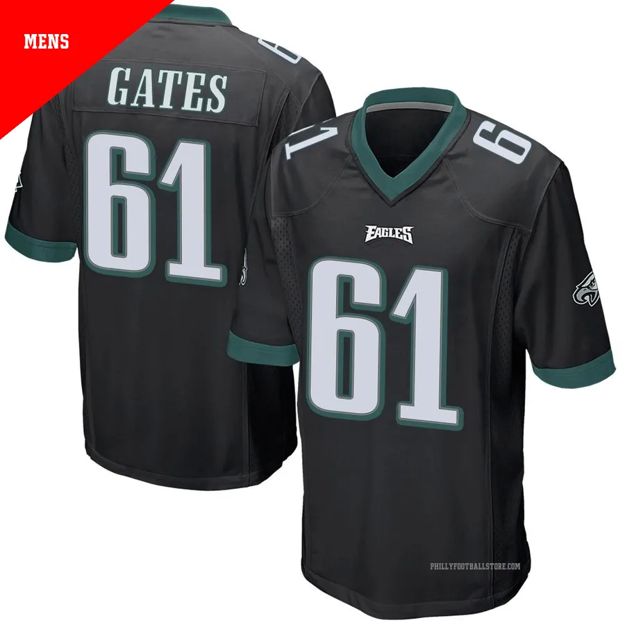 Men's Philadelphia Eagles Nick Gates ＃61 Game Black Alternate Jersey