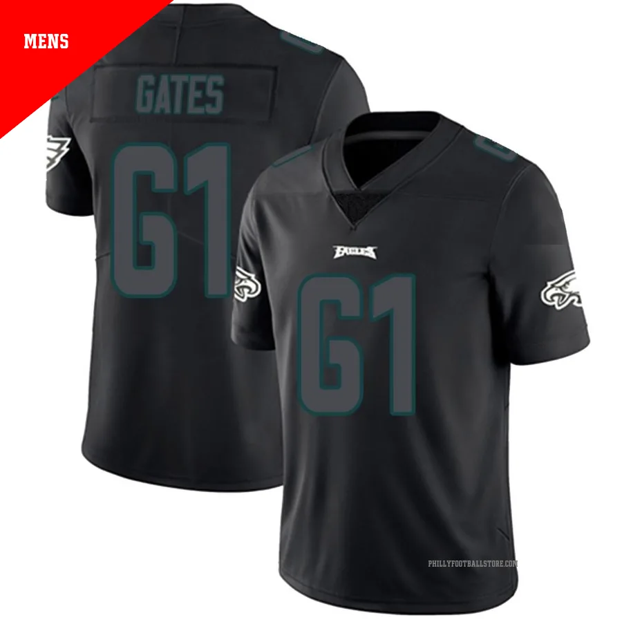 Men's Philadelphia Eagles Nick Gates ＃61 Limited Black Impact Jersey