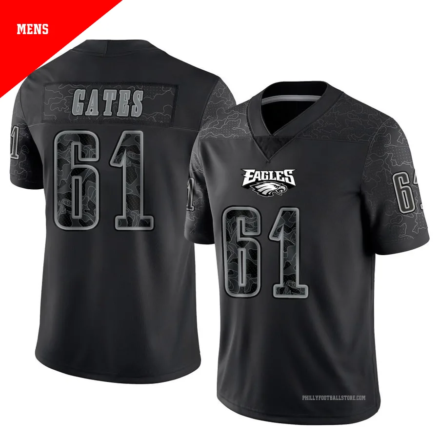 Men's Philadelphia Eagles Nick Gates ＃61 Limited Black Reflective Jersey