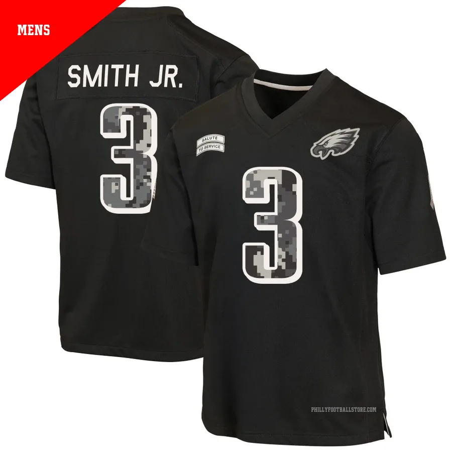 Men's Philadelphia Eagles Nolan Smith Jr. ＃3 Game Black 2026 Salute to Service Jersey