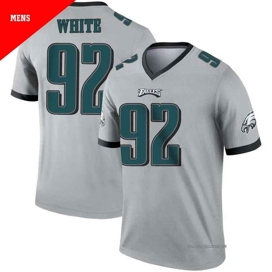 Men's Philadelphia Eagles Reggie White ＃92 Legend Silver Inverted Jersey