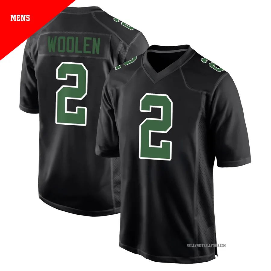 Men's Philadelphia Eagles Riq Woolen ＃2 Game Black/Kelly Carbon Green Fashion Jersey