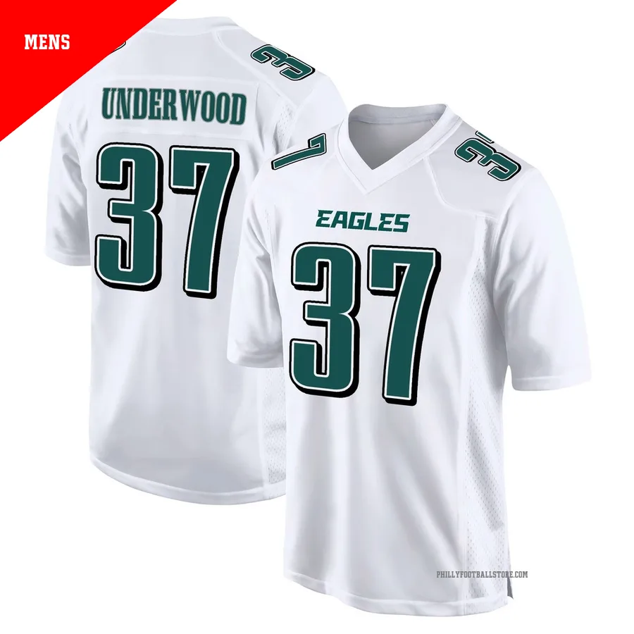 Men's Philadelphia Eagles Rocco Underwood ＃37 Game White Tundra Fashion Jersey
