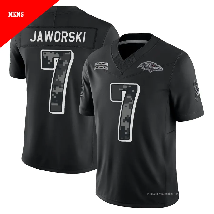 Men's Philadelphia Eagles Ron Jaworski ＃7 Limited Black 2026 Salute to Service Stitched Jersey