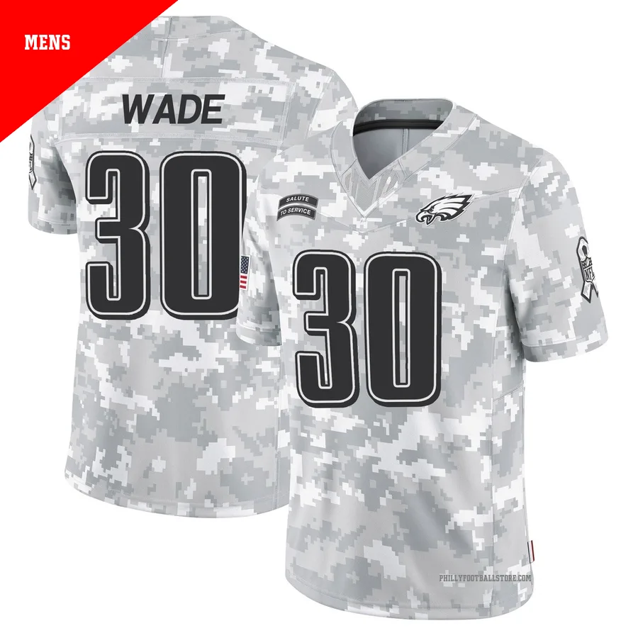 Men's Philadelphia Eagles Shaun Wade ＃30 Limited Arctic Camo 2024 Salute to Service Jersey