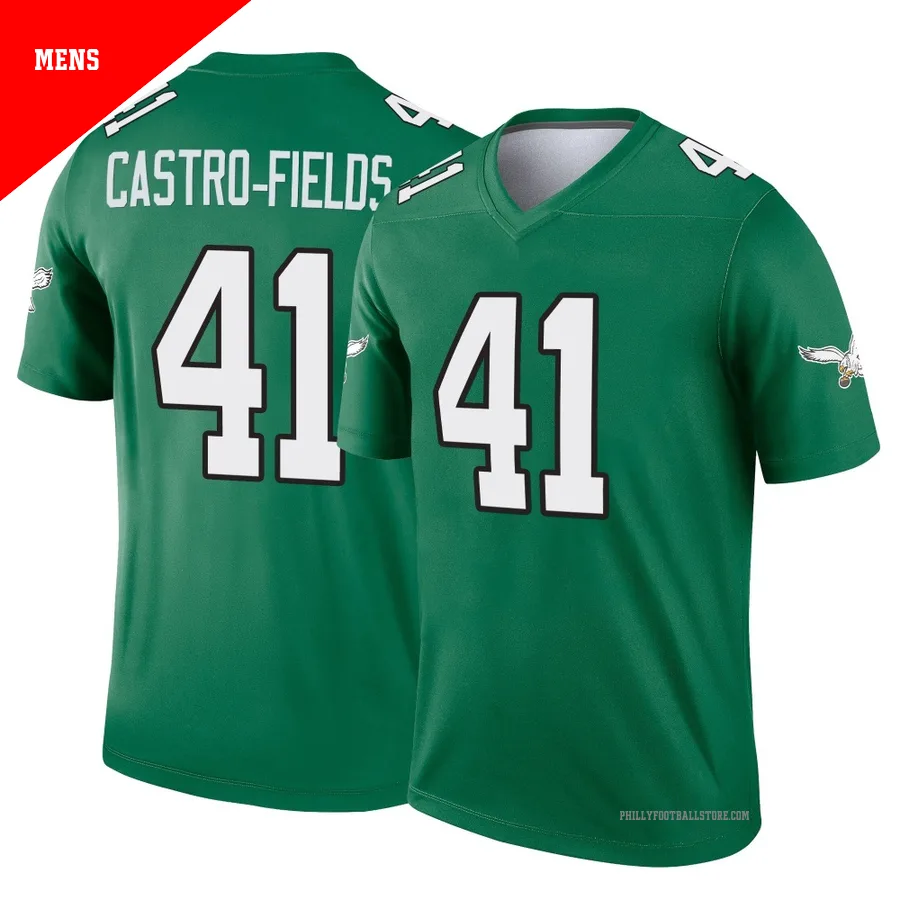 Men's Philadelphia Eagles Tariq Castro-Fields ＃41 Legend Green Kelly Alternate Jersey