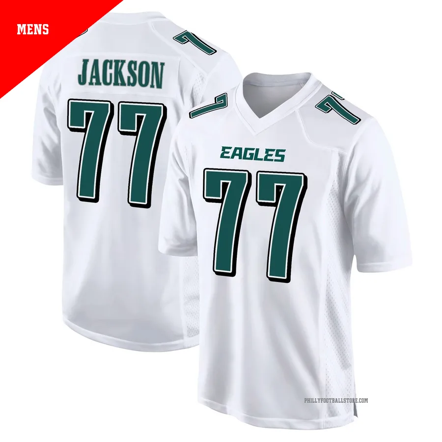 Men's Philadelphia Eagles Tarron Jackson ＃77 Game White Tundra Fashion Jersey