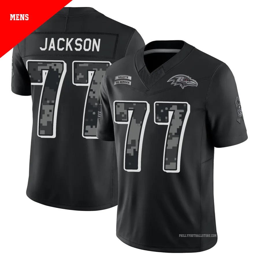 Men's Philadelphia Eagles Tarron Jackson ＃77 Limited Black 2026 Salute to Service Stitched Jersey