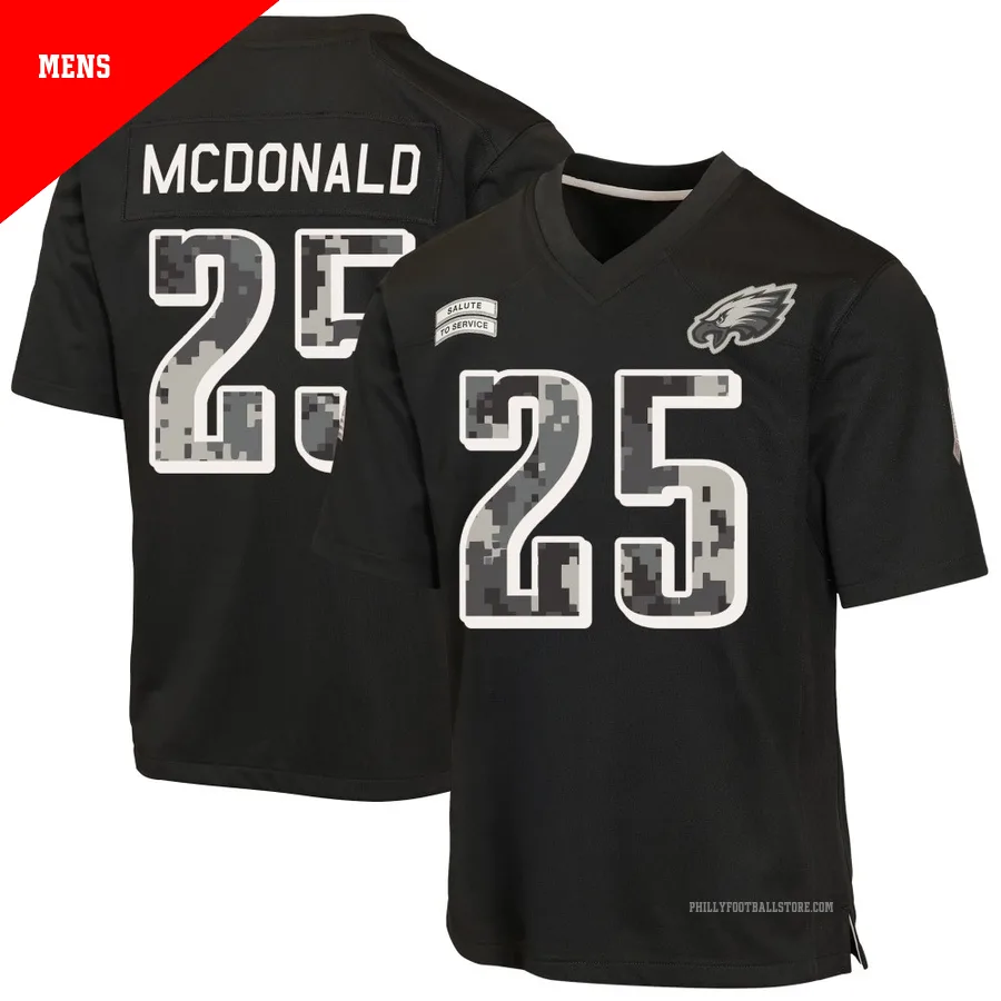 Men's Philadelphia Eagles Tommy McDonald ＃25 Game Black 2026 Salute to Service Jersey