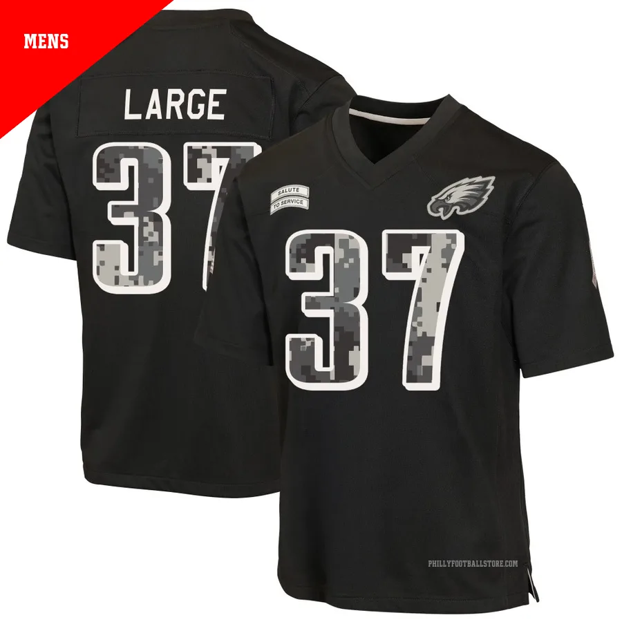 Men's Philadelphia Eagles Tucker Large ＃37 Game Black 2026 Salute to Service Jersey