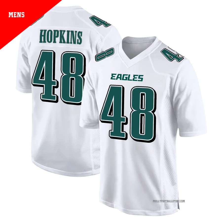Men's Philadelphia Eagles Wes Hopkins ＃48 Game White Tundra Fashion Jersey