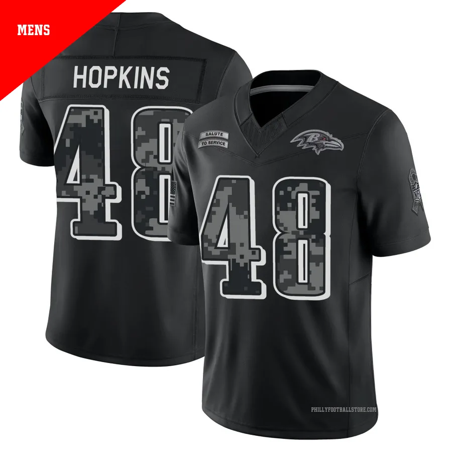 Men's Philadelphia Eagles Wes Hopkins ＃48 Limited Black 2026 Salute to Service Stitched Jersey
