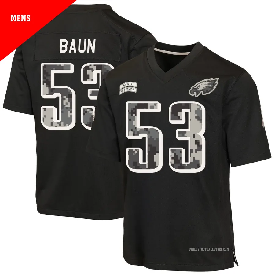 Men's Philadelphia Eagles Zack Baun ＃53 Game Black 2026 Salute to Service Jersey