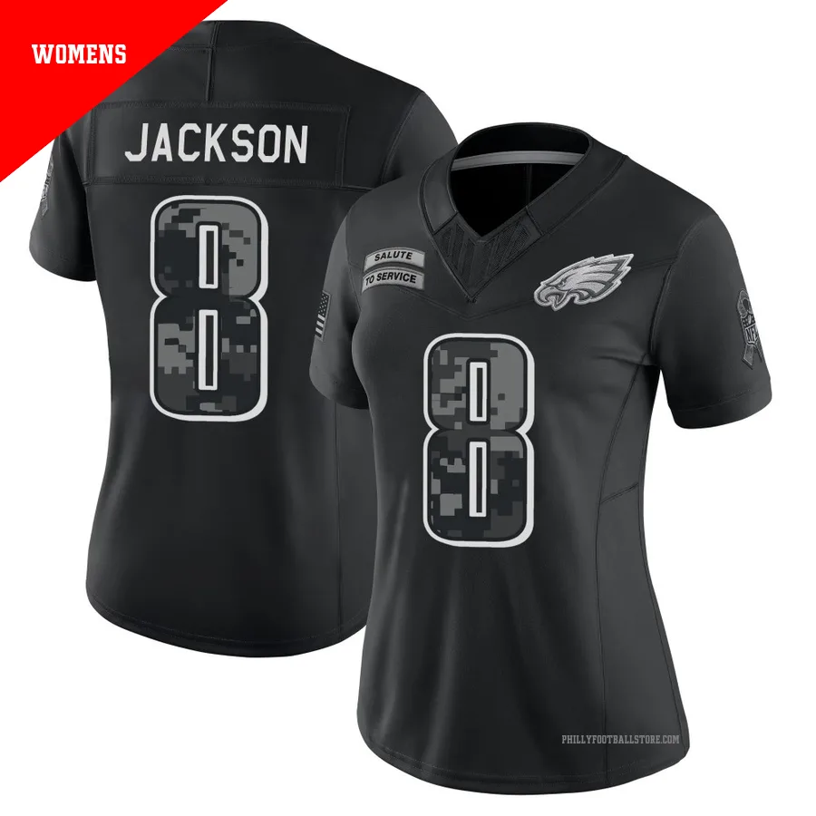 Women's Philadelphia Eagles Adoree' Jackson ＃8 Limited Black 2026 Salute to Service Stitched Jersey