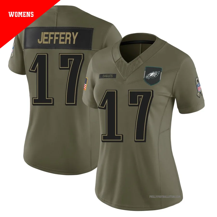Women's Philadelphia Eagles Alshon Jeffery ＃17 Limited Olive 2025 Salute to Service Jersey
