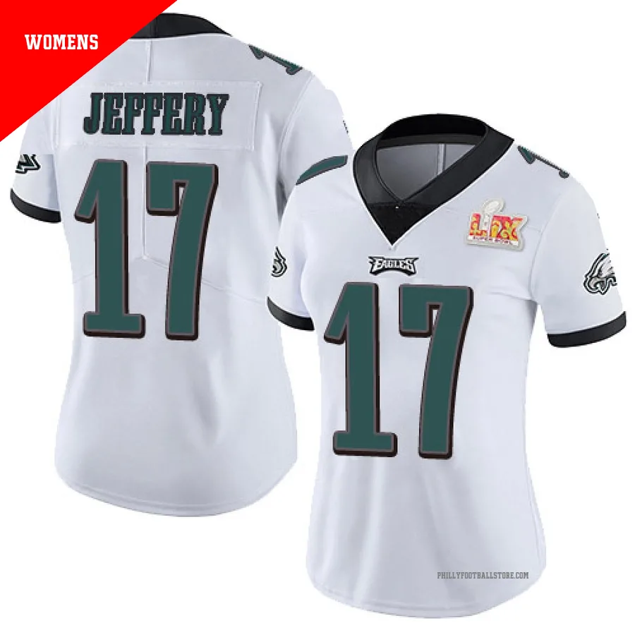 Women's Philadelphia Eagles Alshon Jeffery ＃17 Limited White Vapor Untouchable Super Bowl LIX Jersey